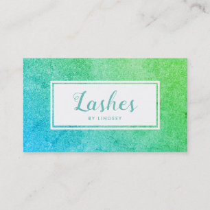 Carte De Visite Cils Pailletés Ombrés Bleu Vert Maquillage
