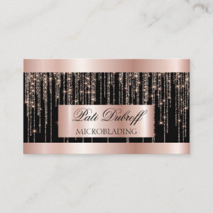 Carte De Visite Cils & Sourcils Microblading Paillettes Rose & Arg