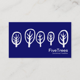 Carte De Visite Cinq arbres - Blanc sur bleu foncé