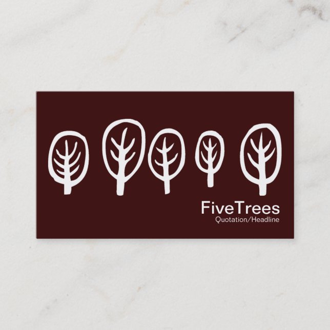 Carte De Visite Cinq arbres - Blanc sur Brown foncé (Devant)