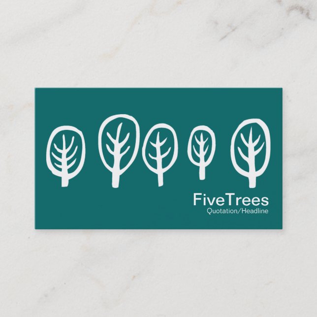 Carte De Visite Cinq arbres - blanc sur le vert turquoise (Devant)
