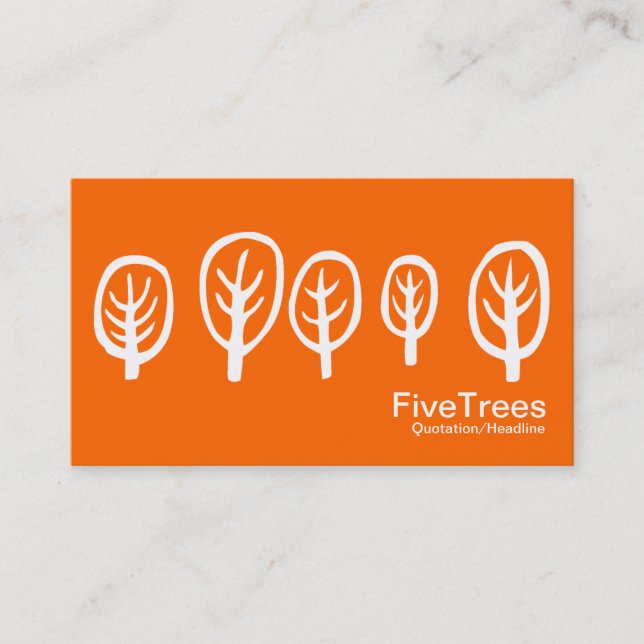 Carte De Visite Cinq arbres - blanc sur l'orange (Devant)
