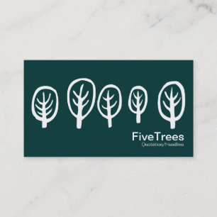 Carte De Visite Cinq arbres - Blanc sur Turquoise foncé