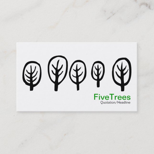 Carte De Visite Cinq arbres - Noir sur Blanc (Devant)