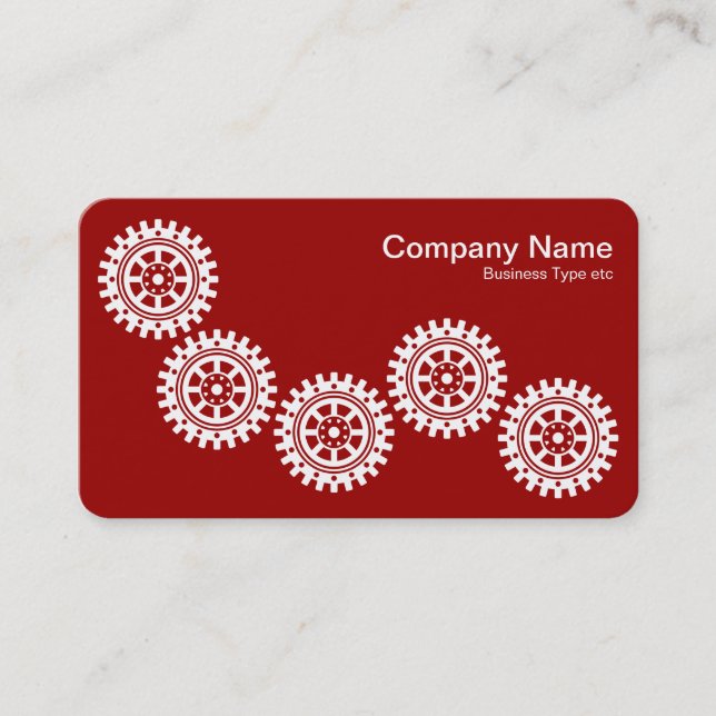 Carte De Visite Cinq engrenages II - Blanc sur rouge rubis - Dos g (Devant)