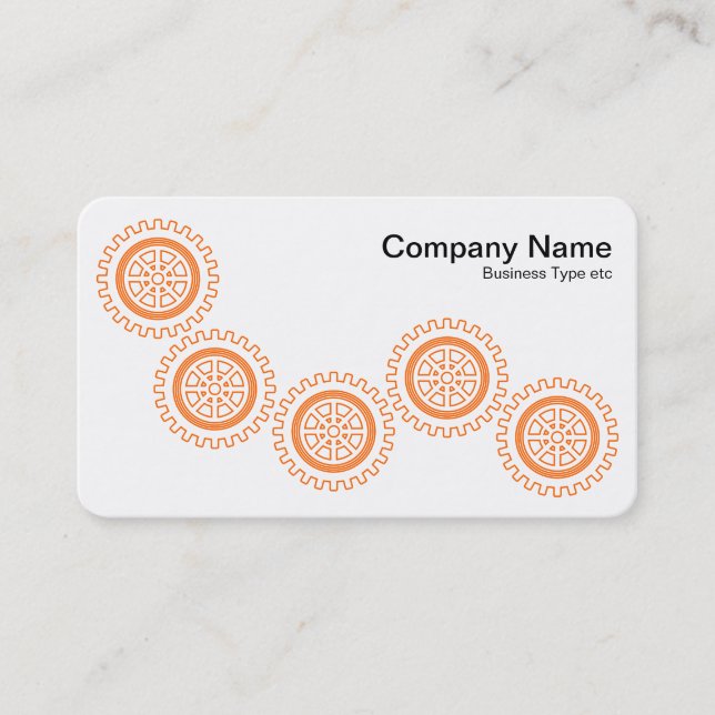 Carte De Visite Cinq engrenages - Orange et blanc - Fond gris (Devant)