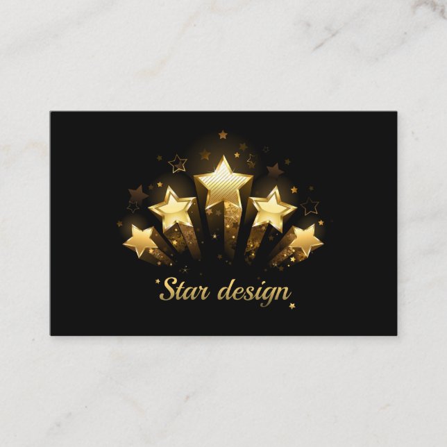 Carte De Visite Cinq étoiles d'or en noir (Devant)