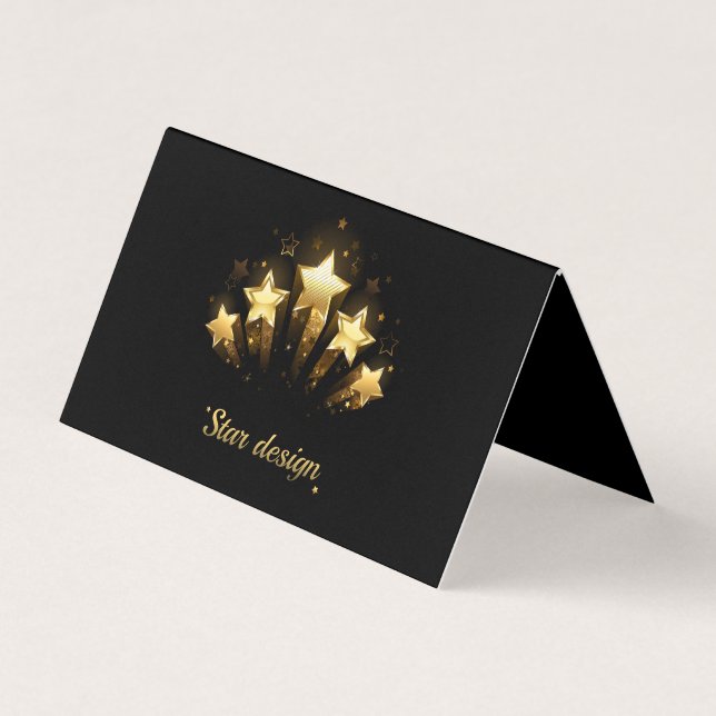 Carte De Visite Cinq étoiles dorées sur fond noir (Devant)