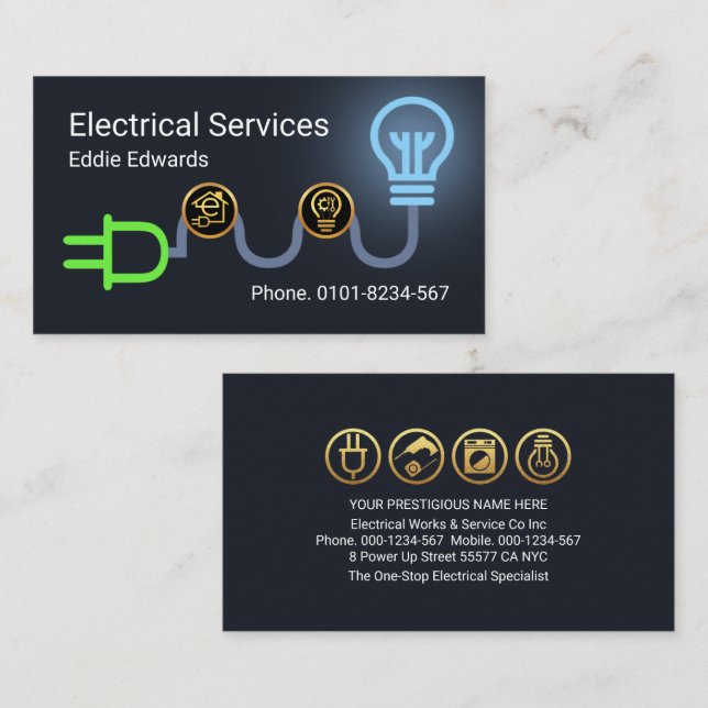 Carte De Visite Circuit d'alimentation électrique électrique (Devant / Derrière)