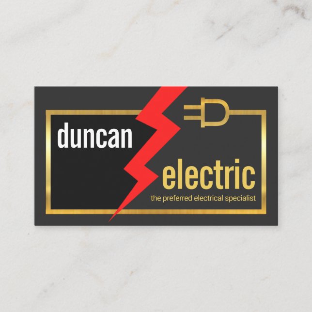 Carte De Visite Circuit électrique doré simple et élégant (Devant)