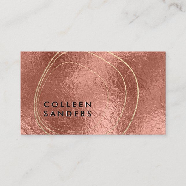 Carte De Visite Circulaire dorée contemporaine | Art rose Gold Foi (Devant)
