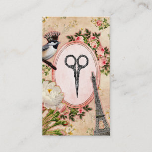 Carte De Visite Cisaillements vintages d'oiseau de rose de