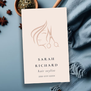Carte De Visite Ciseau à cheveux blush minimaliste élégant coiffeu