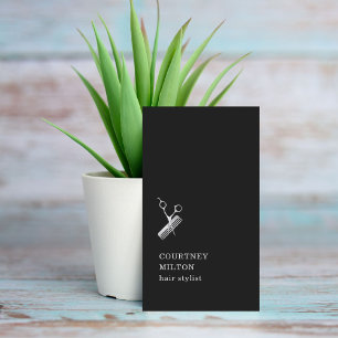 Carte De Visite Ciseaux argentés Faux noirs modernes Comb HairStyl