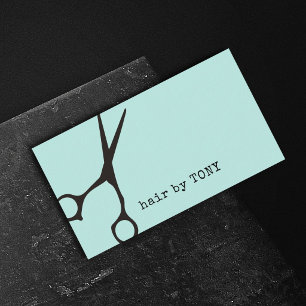 Carte De Visite Ciseaux Bleus Noirs Minimalistes Coiffeur