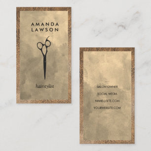 Carte De Visite Ciseaux Bordure en cuir