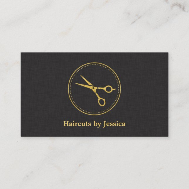 Carte De Visite Ciseaux Chic Glam Or Faux Coiffeur (Devant)