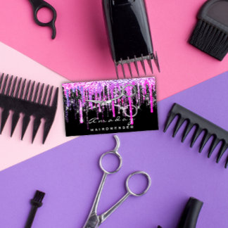 Carte De Visite Ciseaux Coiffeur professionnel Silver Hot Pink