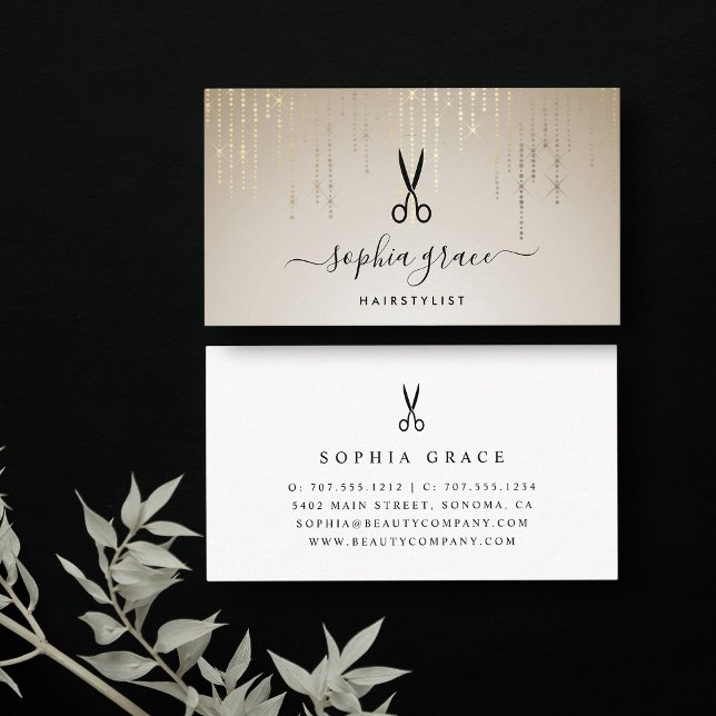 Carte De Visite Ciseaux coiffeurs Golden Rain (Créateur téléchargé)