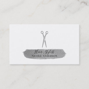 Carte De Visite Ciseaux d'Argent Brosse Pailletée Chic Coiffeur