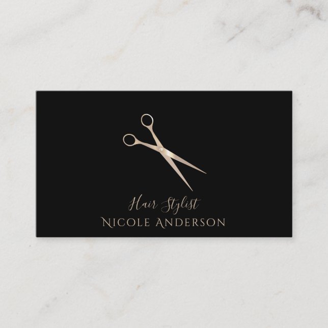 Carte De Visite Ciseaux de coiffeur de Salon Rose Gold de n'import (Devant)