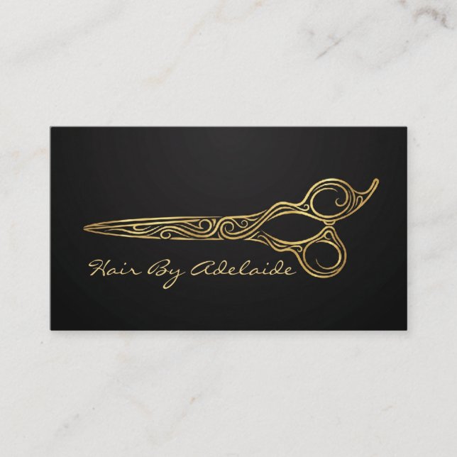Carte De Visite Ciseaux de coiffeur en or faux simple cool (Devant)