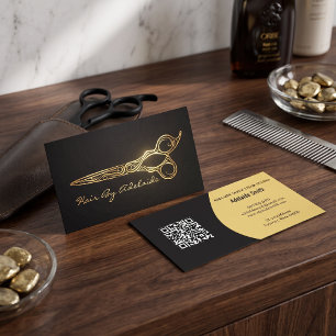 Carte De Visite Ciseaux de coiffeur en or faux simple cool