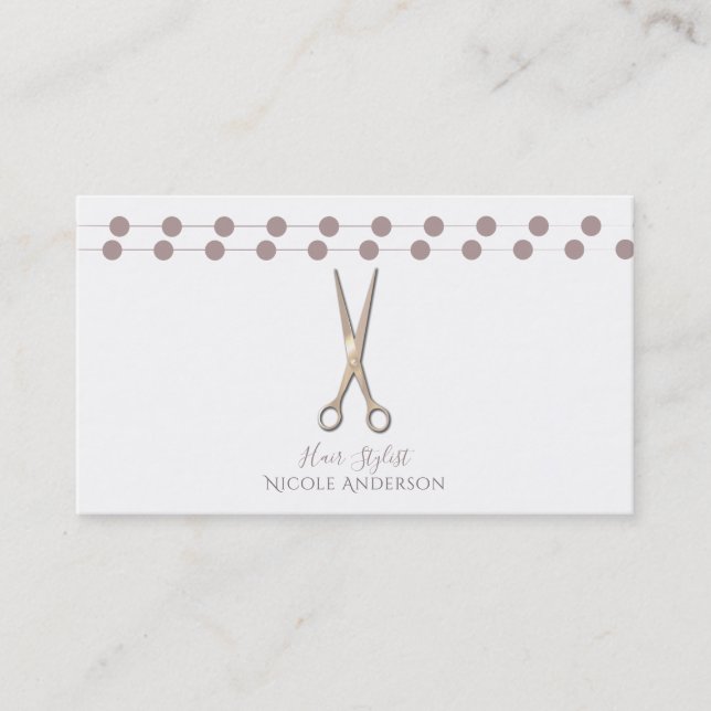 Carte De Visite Ciseaux de coiffeur Minimal Mauve rose blush (Devant)