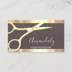 Carte De Visite Ciseaux de coiffeur moderne Gold Confetti Skinny
