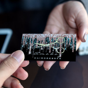 Carte De Visite Ciseaux de coiffeur professionnel Rose Black Gold