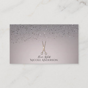 Carte De Visite Ciseaux de coiffeur Rose Gold Salon Glitter Rose G