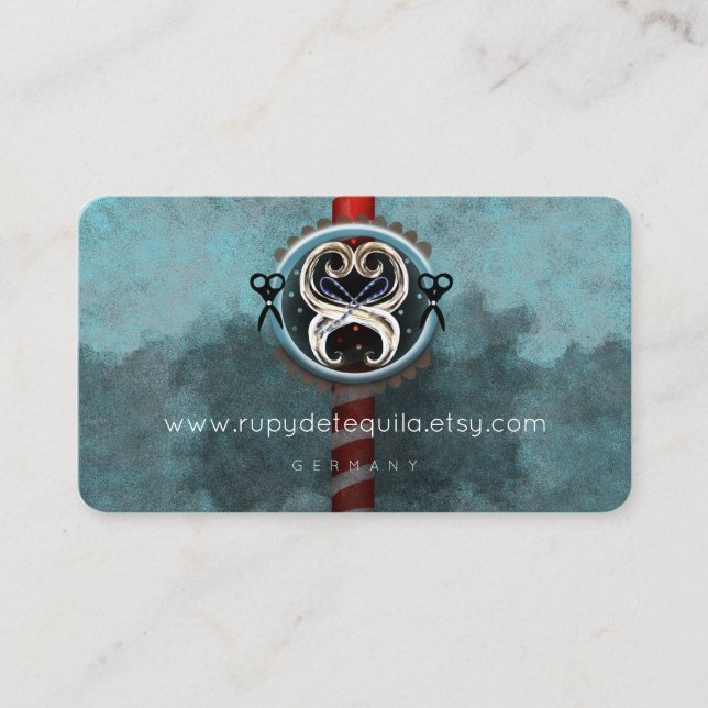 Carte De Visite Ciseaux de coiffure de Salon de poteau de barbier (Devant)