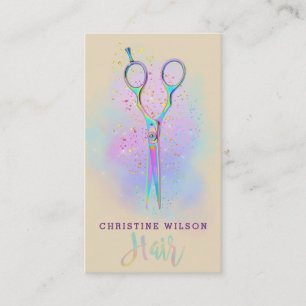 Carte De Visite ciseaux de coiffure sur parties scintillant nuageu