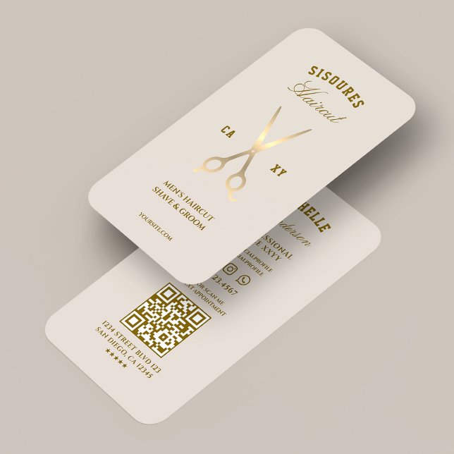Carte De Visite Ciseaux de Sable de Barbier Minimal Barbershop (Minimal Barber Sand Scissors Barbershop Business Card
)