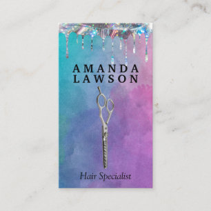 Carte De Visite Ciseaux de salon Aquarelle Lavette Shimmer