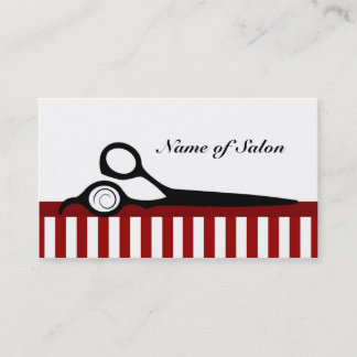 Carte De Visite Ciseaux de salon de coiffure rouge et blanc