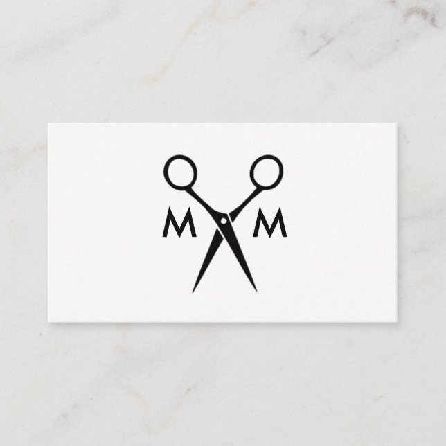 Carte De Visite Ciseaux de Salon Monogramme (Devant)