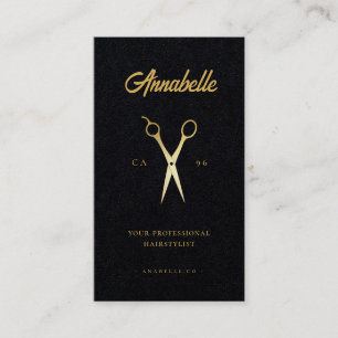 Carte De Visite Ciseaux d'or Coiffeur Salon Barbershop Qr Code