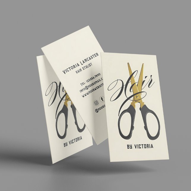 Carte De Visite Ciseaux d'or de coiffeur moderne  (Créateur téléchargé)