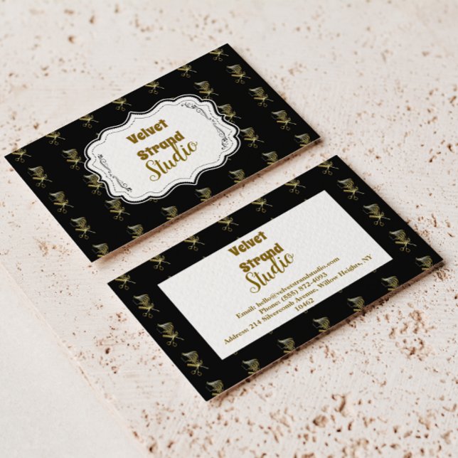 Carte De Visite Ciseaux d'Or Entreprise de Coiffeur Luxe (Créateur téléchargé)