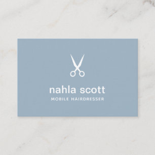 Carte De Visite Ciseaux Dusty Blue Coiffeur Mobile UK/Euro