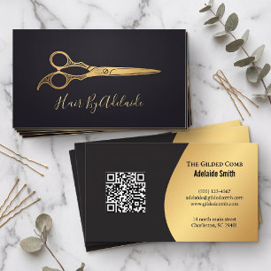 Carte De Visite Ciseaux en faux or simple et cool pour coiffeur