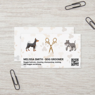 Carte De Visite Ciseaux fantaisistes Doggies Code QR