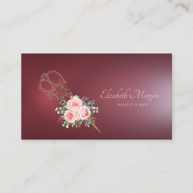 Carte De Visite Ciseaux Fleurs Or Professionnel Bourgogne (Devant)