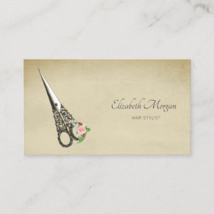 Carte De Visite Ciseaux Fleurs Vintage Professionnels