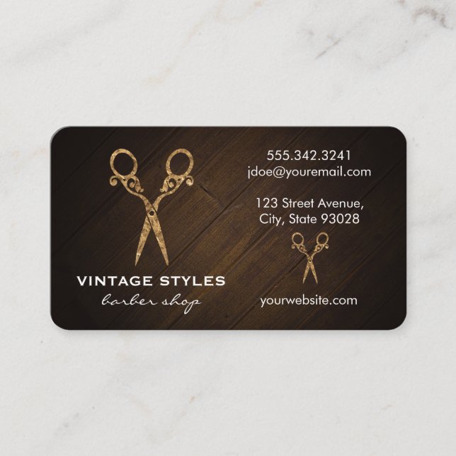 Carte De Visite Ciseaux | Orné / Or (Devant)