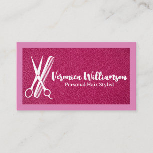 Carte De Visite Ciseaux Peigne Logo de coiffeur Cuir