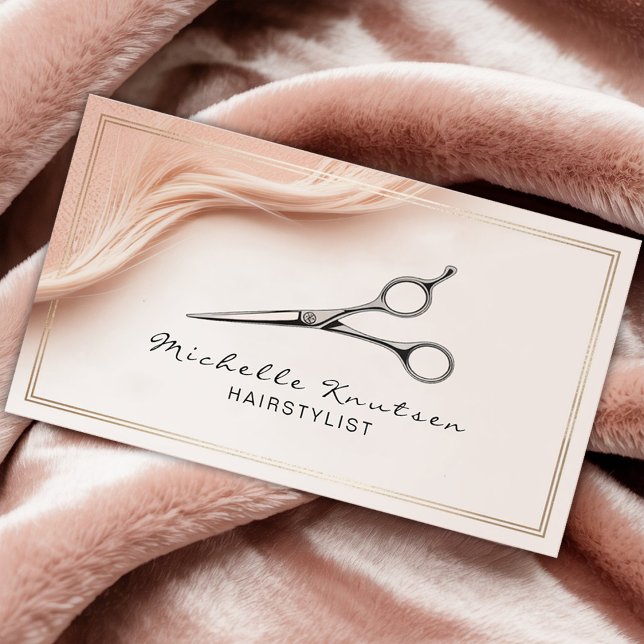 Carte De Visite Ciseaux Rose Gold Élégants Coiffeur            (Créateur téléchargé)