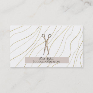 Carte De Visite Ciseaux Rose Gold Rose Coiffeur Cheveux Ondulés Or