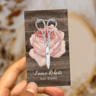 Carte De Visite Ciseaux vintages de coiffeur et bois de salon de